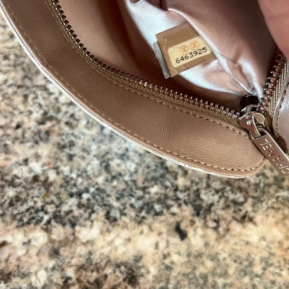 Chanel Tan Canvas and Leather Makeup Pouch